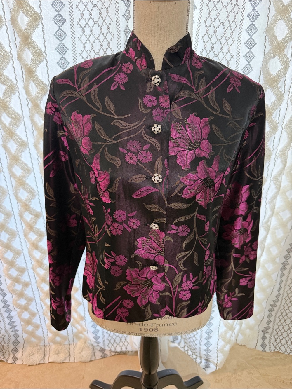 J.B.S. Brand Black Jacket with Fuchsia Floral Print